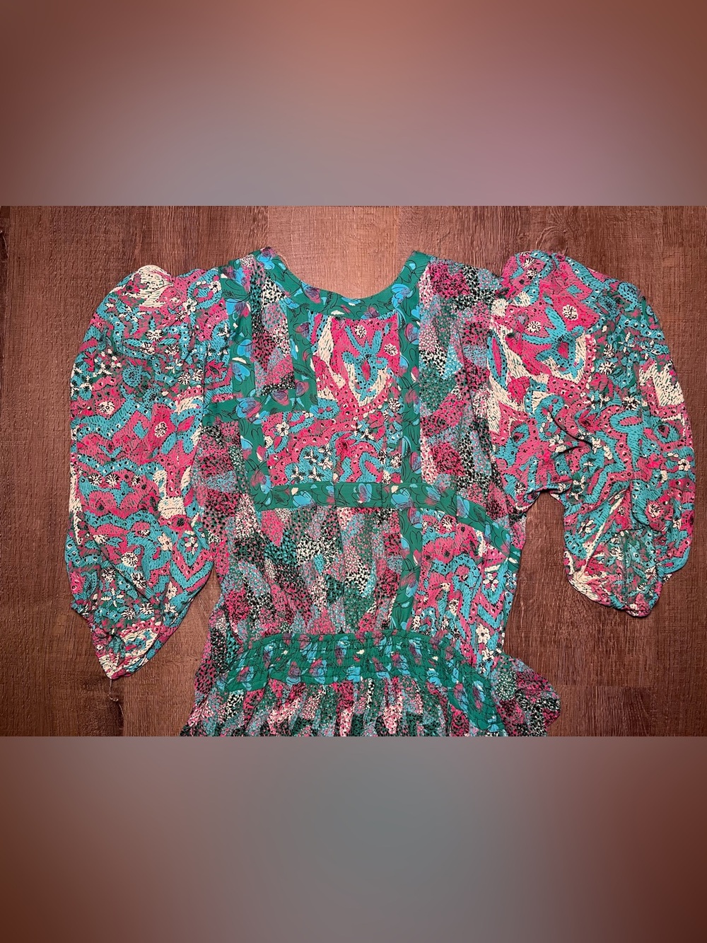 Assorti For Susan Freis VTG Dress Women’s Small USA Wild Pattern Blue Green
